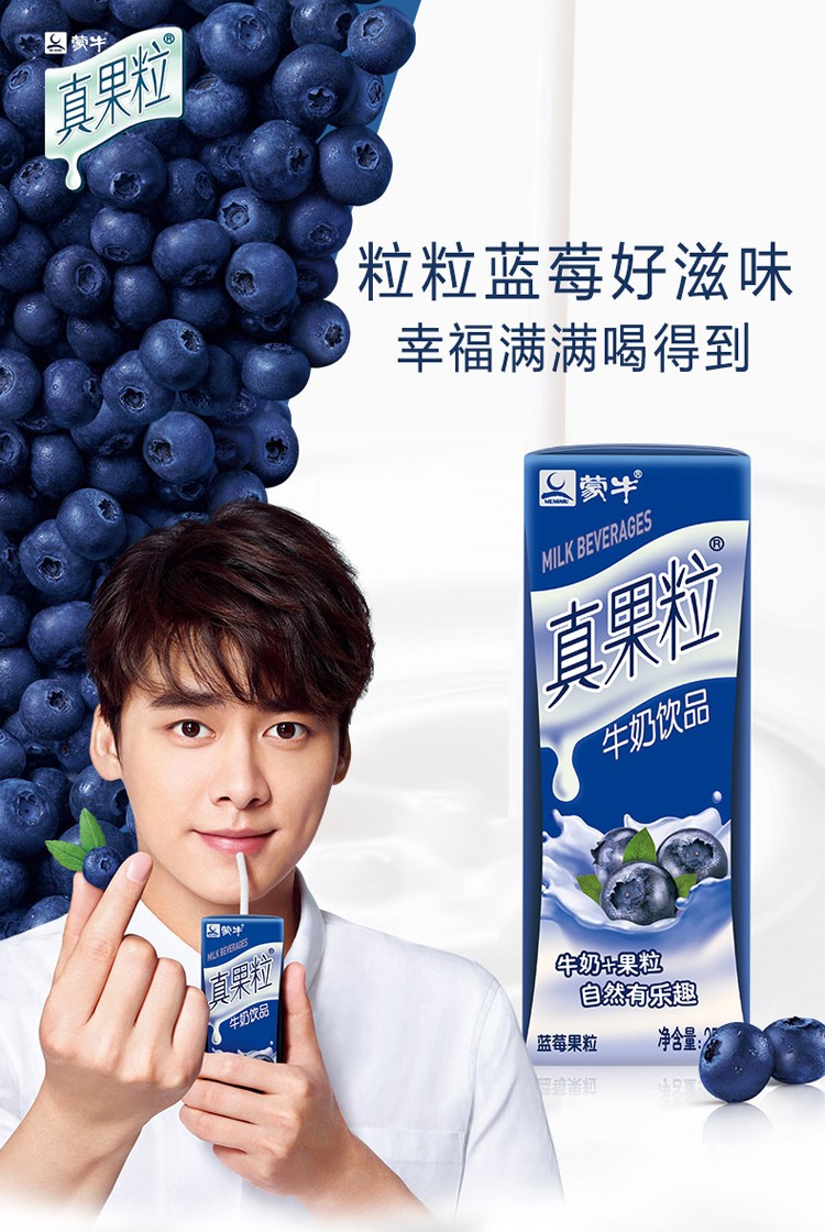蒙牛真果粒蓝莓果粒康美苗条装250g12盒